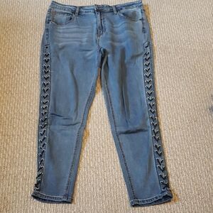 Rue21 Blue Skinny Jeans with Lattice Detail